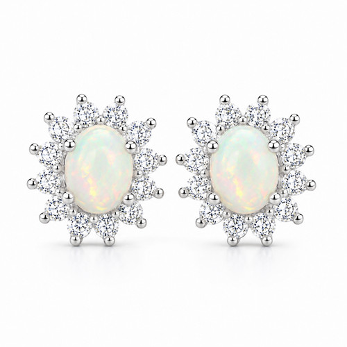 Fire opal stud earrings - stud,