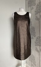 Halston Heritage Metallic Graphite Dress Gold/black Size Uk 10/12