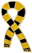 Sheffield Wednesday Supporter Gold and Black Scarf Ribbon Pin Badge GOLD plated