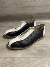 Ikon Original Mens Leather Black and White Marriott Mod 60S Style Bowling Shoes 