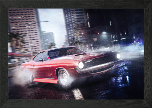 Red muscle car drifting - red,