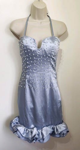 Pale blue halter - , satin