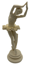 Ballerina Dancer Statue Figurine Sculpture Cream 13.5" Vintage - H4T O943