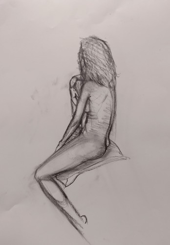 Female nude artwork charcoal - female, artwork,