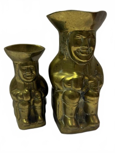 Vintage brass toby jug seated - vintage,