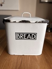 Vintage Enamel Bread Bin White