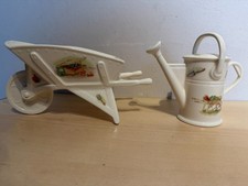 Aynsley Edwardian Kitchen Garden watering can 5"  wheelbarrow 8.5" stickered
