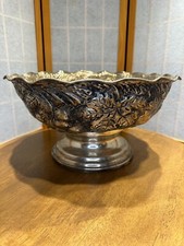LARGE SILVER PLATE HAMMERED