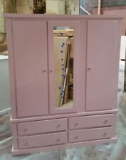 HANDMADE AYLESBURY PINK TRIPLE WARDROBE SILVER HANDLE (FULLY ASSEMBLED)