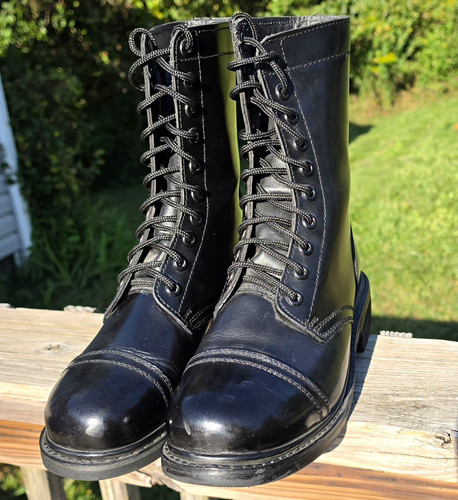 Black leather combat - black,