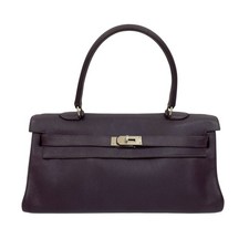 HERMES Kelly Shoulder Bag 42, Taurillon Clemence Leather, Genuine Leather Handba