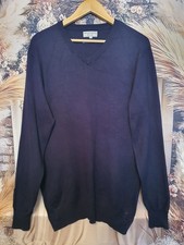 Men’s Navy Blue V-Neck Sweater – Christiano Baldinucci – Size L – Italian Design