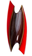 VINTAGE Verceram Mid-Century Modern 1950s Red Brown Ceramic Gold Fruit Bowl