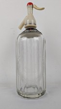 Vintage Schweppes Hartridges Soda Water Etched Glass Seltzer Siphon Bottle