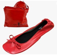 After Party Pumps Women’s Flat Red Foldable Shoes With Bag Uk Size 5-6