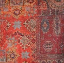 Rusty Red Kilim Printed Cotton Fabric Ethnic Vintage Curtains Blinds Art Crafts