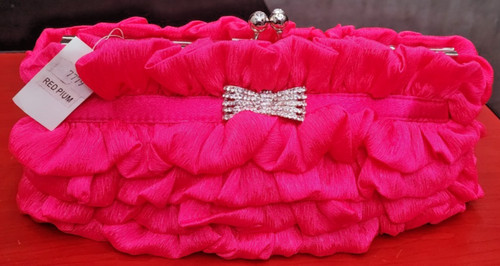 Hot pink ruffle satin - pink,