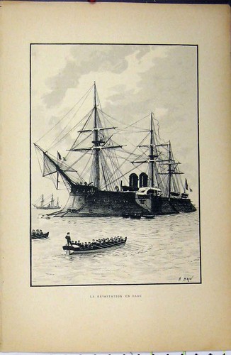 Original old antique print - old,