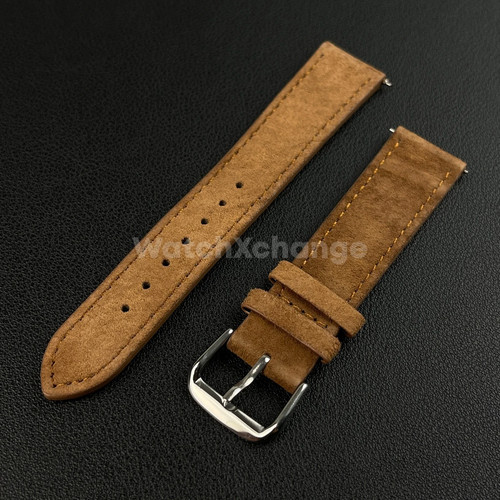 Dark brown watch strap suede - dark,