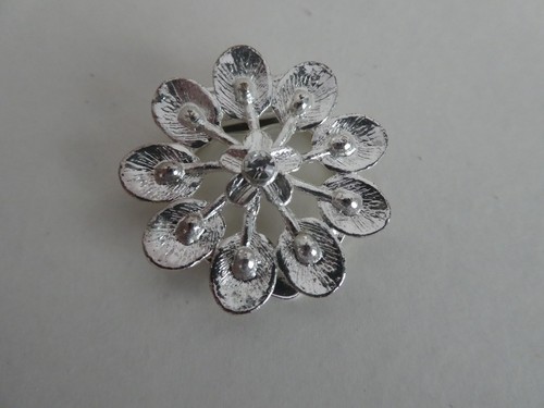 Vintage silver tone flower - tone,