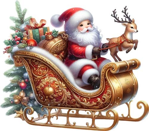 Christmas santa sleigh wall - santa,