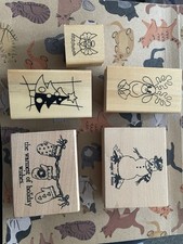 Wooden Christmas Stamps X 5 In