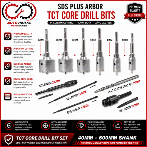Tct core drill 600mm - drill, shank
