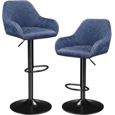 Barstools Set of 2 PU Leather Upholstered Bar Chair for Home Bar Counter