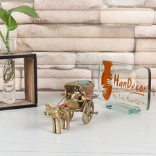 Gemstone Work Brass Horse Cart