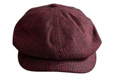 Red Tweed Newsboy Cap Mens 6