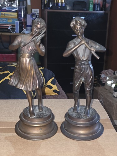 Pair bronze statues - pair, of