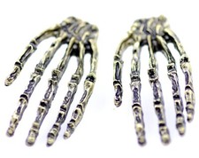 Punk Rock Goth Biker Style Bronze Skull Claws Hand Earrings, Halloween gear!