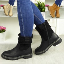 Ankle Boots Ladies Shoes Winter Fleece Lined Warm Zip Comfy Grip Womens Girls