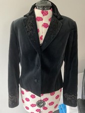 LAURA ASHLEY Soft Black Velvet Beaded Bolero/Short  Jacket - Size 12