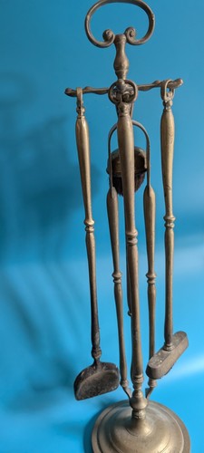 Vintage brass fireside - fireside, wood