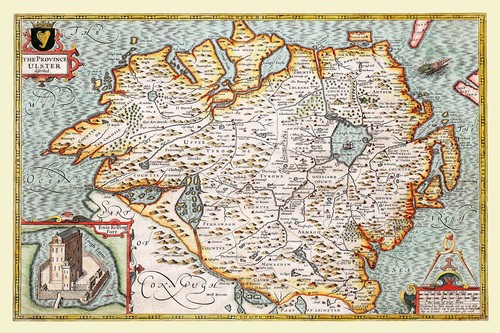 Old map ulster ireland - of,