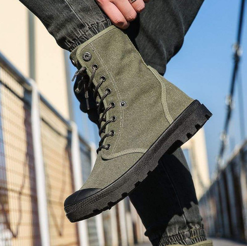 Men canvas ankle boots - ankle,