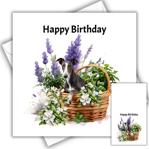 Greyhound birthday card with - greyhound,