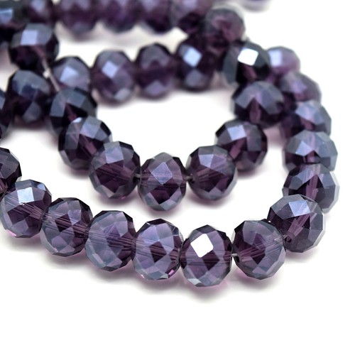 Faceted rondelle crystal glass - faceted,
