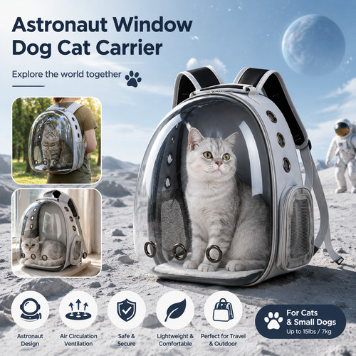 Astronaut window dog cat - dog,