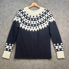 Boden Jumper Womens Size M Navy Chunky Wool Alpaca Fairisle Nordic Yoke Festive