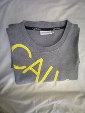 Calvin Klein Men's Grey Cotton T Shirt. Print Logo. XXL. New Without Labels