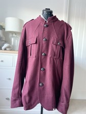Pretty Green Lennon Military Jacket Wool Blend Men's Size XXL 2XL Burgundy