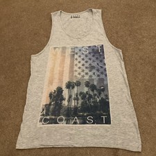 Men’s Grey West Coast Motif Sleeveless Vest Top, Primark, Size XS 