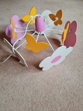 Funky Rare retro ceiling Light Fitting Girls Pink Yellow flowers butterflies