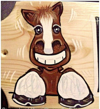 HAND PAINTED cartoon STABLE PLAQUE sign ✅ P E R S O N A L I S E D  Wooden SIGNS✅