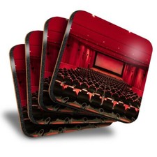 Set of 4 Square Coasters - Cinema Seating Movie Theatre Film  #44616