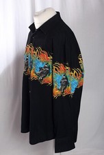 Panhandle Slim Western Shirt Rodeo Fire Graphics Pearl Popper Black Men's XL