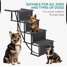 Navaris Dog Car Ramp - Folding Dogs 4 Step Ramp - with carry case