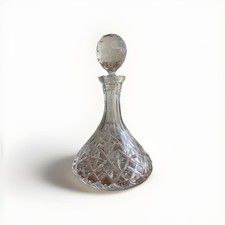 Gorgeous Heavy Lead Crystal Cut Glass Ships Decanter  